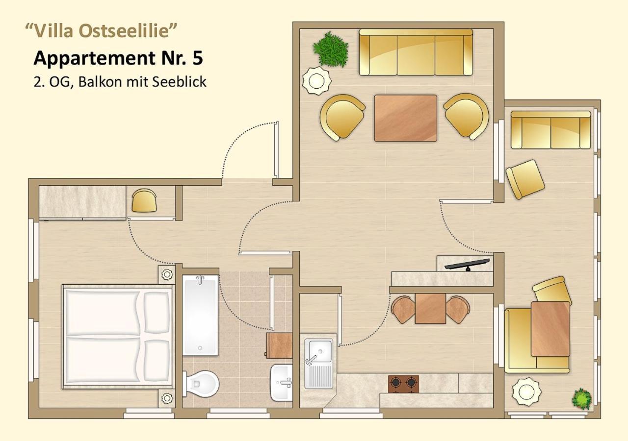 Villa Ostseelilie - Appartements Mit Balkon Und Meerblick Sassnitz Room photo